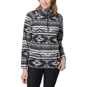 Eddie Bauer Fleece 1/4 Zip Pullover Black White Small